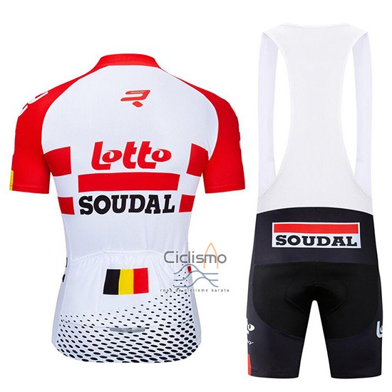 Lotto Soudal Ropa Ciclismo Culotte Corto 2019 Mangas Cortas Rojo Blanco